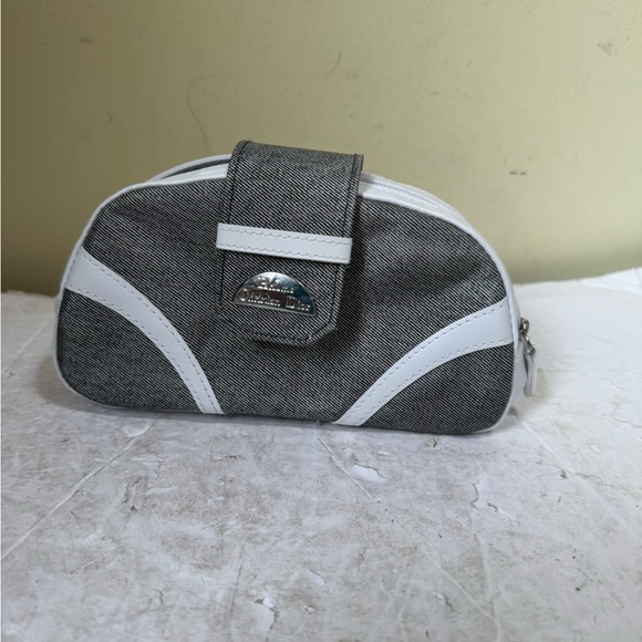 Dior Beauty NEW Canvas Faux Leather Clutch Cosmetic Makeup Bag Logo Zip Parfum - Picture 4 of 15